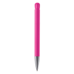 Stylo à bille en plastique mate fabriqué dans l’UE, encre bleue couleur rose quatrière vue