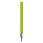 Stylo à bille en plastique mate fabriqué dans l’UE, encre bleue couleur vert lime troisième vue
