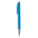 Stylo à bille en plastique mate fabriqué dans l’UE, encre bleue couleur bleu ciel troisième vue