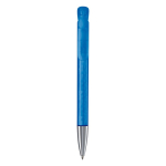 Stylo transparent en plastique avec pointe métallique, UE, encre bleue couleur bleu transparent deuxième vue
