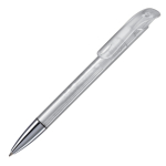 Stylo transparent en plastique avec pointe métallique, UE, encre bleue couleur blanc transparent deuxième vue