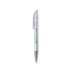 Stylo transparent en plastique avec pointe métallique, UE, encre bleue vue principale