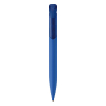 Stylo à bouton-poussoir en plastique avec toucher douce fabriqué en UE couleur bleu