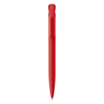 Stylo à bouton-poussoir en plastique avec toucher douce fabriqué en UE couleur rouge deuxième vue