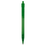Stylo transparent en plastique avec détail sur le bouton-poussoir couleur vert transparent deuxième vue