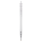 Stylo transparent en plastique avec détail sur le bouton-poussoir couleur blanc transparent deuxième vue