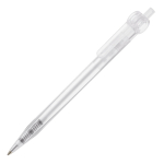 Stylo transparent en plastique avec détail sur le bouton-poussoir couleur blanc transparent troisième vue