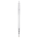 Stylo transparent en plastique avec détail sur le bouton-poussoir couleur blanc transparent quatrière vue
