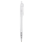 Stylo transparent en plastique avec détail sur le bouton-poussoir couleur blanc transparent cinquième vue