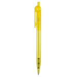 Stylo transparent en plastique avec détail sur le bouton-poussoir couleur jaune transparent