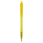 Stylo transparent en plastique avec détail sur le bouton-poussoir couleur jaune transparent deuxième vue