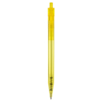 Stylo transparent en plastique avec détail sur le bouton-poussoir couleur jaune transparent quatrière vue