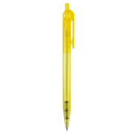Stylo transparent en plastique avec détail sur le bouton-poussoir couleur jaune transparent cinquième vue