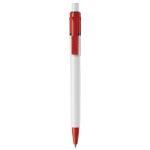 Stylo blanc avec détails sur la pointe et le clip fabriqué en UE couleur rouge