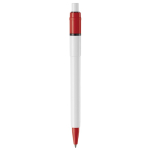 Stylo blanc avec détails sur la pointe et le clip fabriqué en UE couleur rouge quatrière vue