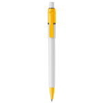 Stylo blanc avec détails sur la pointe et le clip fabriqué en UE couleur jaune