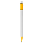 Stylo blanc avec détails sur la pointe et le clip fabriqué en UE couleur jaune quatrière vue