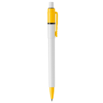 Stylo blanc avec détails sur la pointe et le clip fabriqué en UE couleur jaune cinquième vue