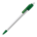 Stylo blanc avec détails sur la pointe et le clip fabriqué en UE couleur vert deuxième vue