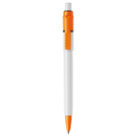 Stylo blanc avec détails sur la pointe et le clip fabriqué en UE couleur orange deuxième vue