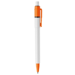 Stylo blanc avec détails sur la pointe et le clip fabriqué en UE couleur orange cinquième vue