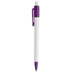 Stylo blanc avec détails sur la pointe et le clip fabriqué en UE couleur violet deuxième vue