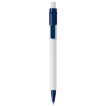 Stylo blanc avec détails sur la pointe et le clip fabriqué en UE couleur bleu foncé