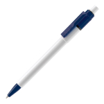 Stylo blanc avec détails sur la pointe et le clip fabriqué en UE couleur bleu foncé deuxième vue
