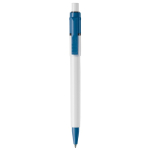 Stylo blanc avec détails sur la pointe et le clip fabriqué en UE couleur bleu ciel