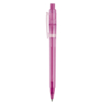Stylo en plastique mat fabriqué dans l’UE avec recharge à encre bleue couleur rose troisième vue