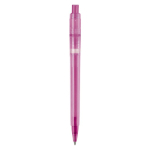 Stylo en plastique mat fabriqué dans l’UE avec recharge à encre bleue couleur rose quatrière vue