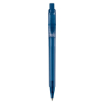 Stylo en plastique mat fabriqué dans l’UE avec recharge à encre bleue couleur bleu foncé deuxième vue