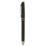 Stylo roller en aluminium avec capuchon assorti et encre bleue couleur noir