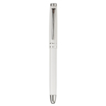 Stylo roller en aluminium avec capuchon assorti et encre bleue couleur blanc deuxième vue