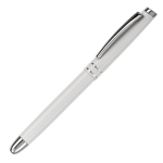 Stylo roller en aluminium avec capuchon assorti et encre bleue couleur blanc troisième vue