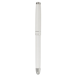 Stylo roller en aluminium avec capuchon assorti et encre bleue couleur blanc quatrière vue