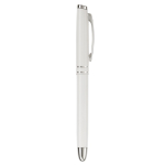 Stylo roller en aluminium avec capuchon assorti et encre bleue couleur blanc cinquième vue