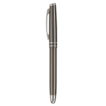 Stylo roller en aluminium avec capuchon assorti et encre bleue couleur gris foncé