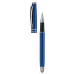 Stylo roller en aluminium avec capuchon assorti et encre bleue couleur bleu foncé sixième vue