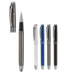 Stylo roller en aluminium avec capuchon assorti et encre bleue