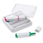 Kit de 4 marqueurs de différentes couleurs dans une boîte transparente couleur blanc deuxième vue