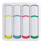 Kit de 4 marqueurs de différentes couleurs dans une boîte transparente couleur blanc troisième vue