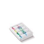 Kit de 4 mini marqueurs de couleurs dans une boîte transparente vue principale
