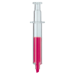 Marqueur transparent forme de seringue et encre colorée à l'intérieur couleur rose transparent deuxième vue