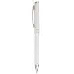 Ensemble d'un stylo roller avec capuchon et un autre rotatif couleur blanc troisième vue