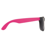 Lunettes de soleil néon avec montures noires protection UV400 couleur rose troisième vue
