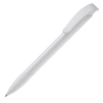 Stylo en plastique blanc avec clip incurvé coloré fabriqué en UE couleur blanc troisième vue