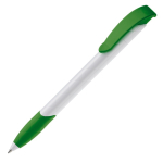 Stylo en plastique blanc avec clip incurvé coloré fabriqué en UE couleur vert troisième vue