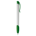 Stylo en plastique blanc avec clip incurvé coloré fabriqué en UE couleur vert cinquième vue