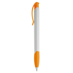 Stylo en plastique blanc avec clip incurvé coloré fabriqué en UE couleur orange